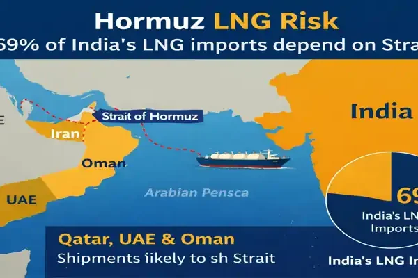 Hormuz LNG Risk map showing India LNG imports through Strait of Hormuz