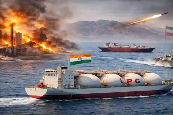 Hormuz LPG transit showing Indian gas tanker shipment through Strait amid geopolitical tensions