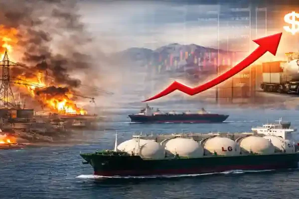 Hormuz LNG price impact showing LNG tanker supply disruption and rising global energy prices