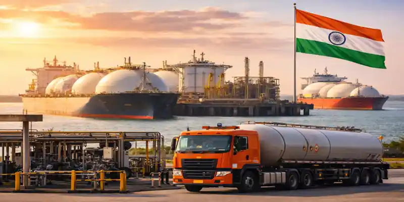 India LPG production rise and LNG imports supply ship